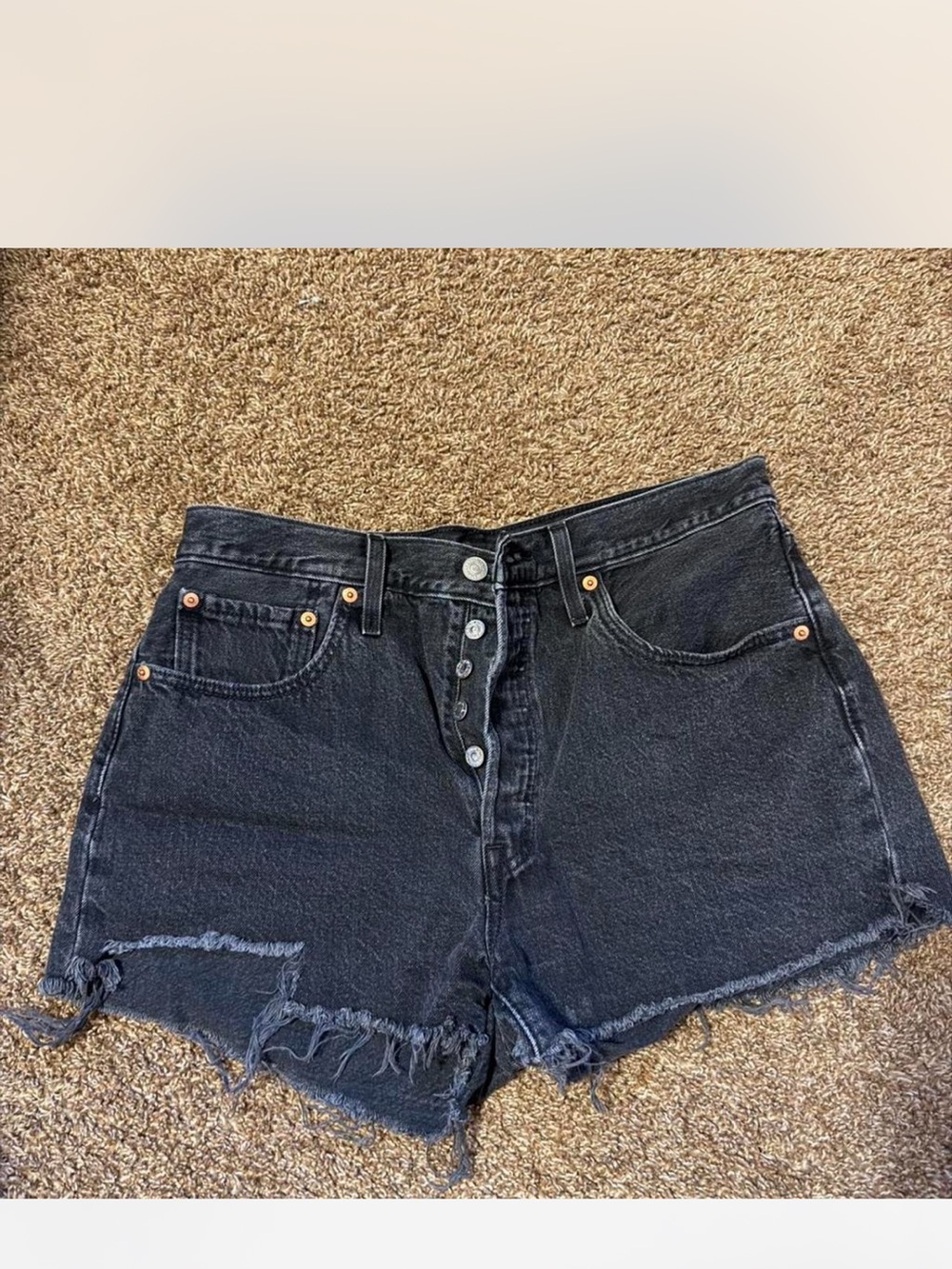 Levi's Black Distressed High-Waist Jean Shorts